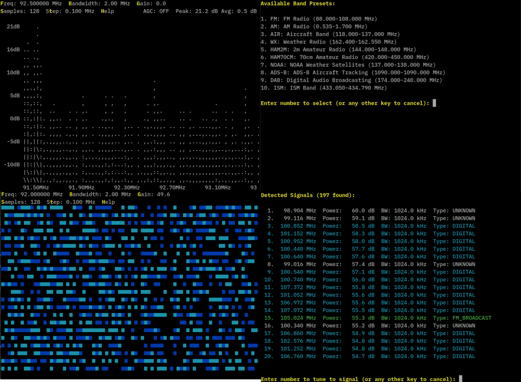 PySpecSDR, un logiciel SDR dans un terminal