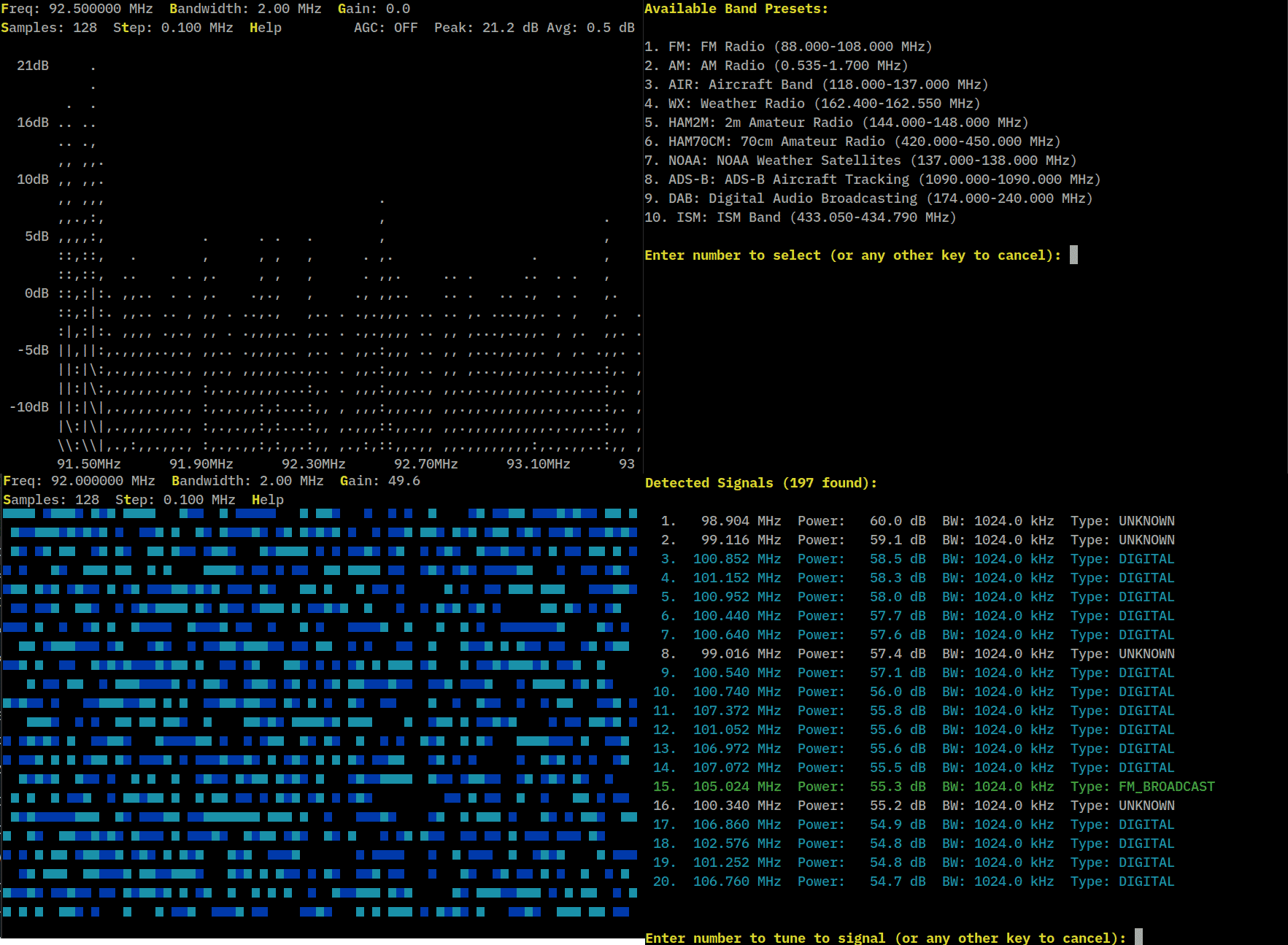 PySpecSDR, un logiciel SDR dans un terminal